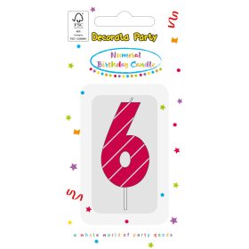 Színes Pink Pattern 6-os tortagyertya, számgyertya