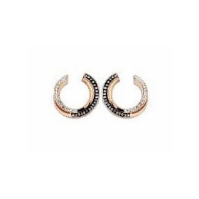 Victoria Rose gold színű fekete, fehér köves fülbevaló