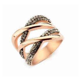 Victoria Rose gold színű fekete köves gyűrű