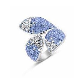 Victoria Ezüst színű kék, fehér köves szirom gyűrű