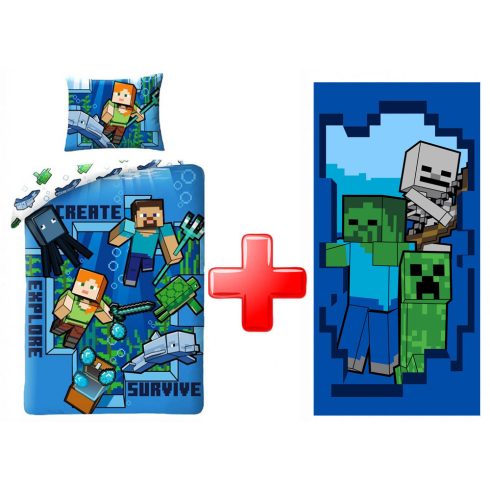 Minecraft ágyneműhuzat és törölköző szett