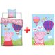 Peppa malac Hot Air Balloon gyerek, ovis ágyneműhuzat és polár takaró szett