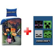   Minecraft Steve and Alex ágyneműhuzat és polár takaró szett