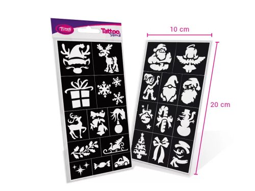 Karácsonyi minták - Testfestő sablon szett (23db)