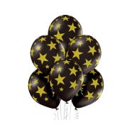   Black Star, Csillagos léggömb, lufi szett 6 db-os 30 cm (12 inch)