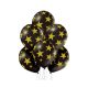 Csillagos Black Star léggömb, lufi szett 6 db-os 30 cm (12 inch)