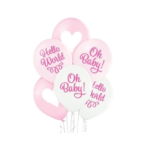 Oh Baby Girl Pastel léggömb, lufi 6 db-os 12 inch (30cm)