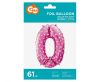 Rózsaszín Pink with Hearts 0-ás szám fólia lufi 61 cm
