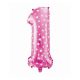 Rózsaszín Pink with Hearts 1-es szám fólia lufi 61 cm