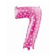 Rózsaszín Pink with Hearts 7-es szám fólia lufi 61 cm