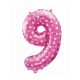 Rózsaszín Pink with Hearts 9-es szám fólia lufi 61 cm