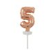 Rose Gold 5-ös szám fólia lufi tortára 13 cm