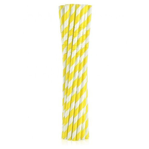 Sárga Yellow Stripes rugalmas papír szívószál 12 db-os