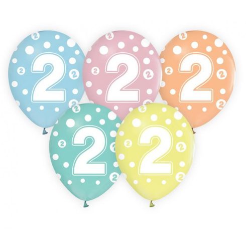 Happy Birthday 2 Dots léggömb. lufi 5 db-os 12 inch (30cm)