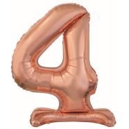 Rose Gold 4-es szám fólia lufi talppal 74 cm