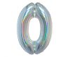 Ezüst Holographic 0-ás szám fólia lufi 76 cm