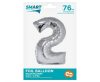 Ezüst 2-es Silver szám fólia lufi 76 cm