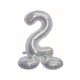 Ezüst Holographic Silver 2-es szám fólia lufi talppal 72 cm