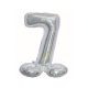 Ezüst Holographic Silver 7-es szám fólia lufi talppal 72 cm