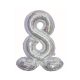 Ezüst Holographic Silver 8-as szám fólia lufi talppal 72 cm