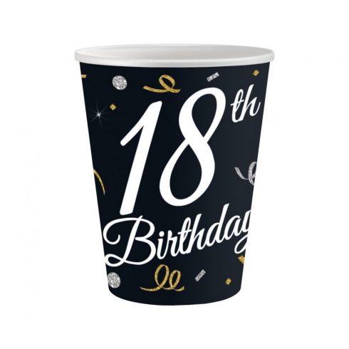 Happy Birthday 18 B&C papír pohár 6 db-os 200 ml