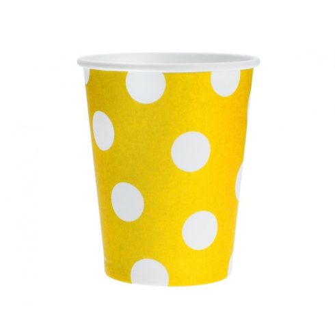 Sárga Yellow Polka Dots papír pohár 6 db-os 270 ml