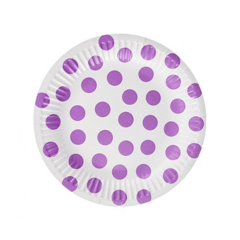 Pöttyös Lavender Polka Dots papírtányér 6 db-os 18 cm