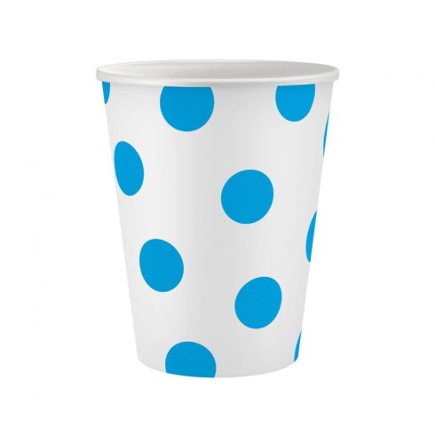 Kék Sky Blue Polka Dots papír pohár 6 db-os 250 ml