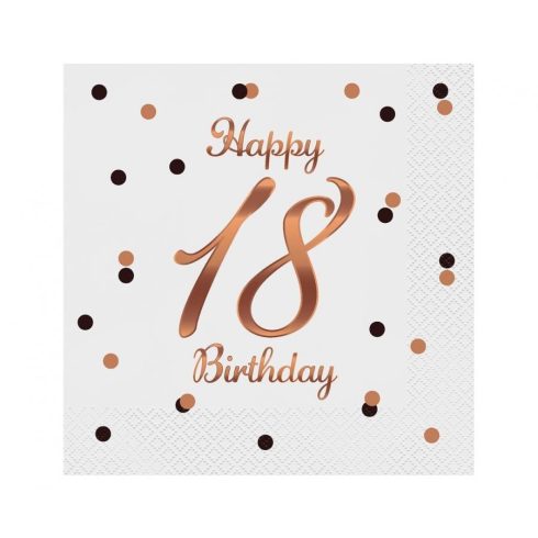 Happy Birthday 18 B&C White szalvéta 20 db-os 33x33 cm