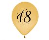 Arany Happy Birthday 18 Gold léggömb, lufi 5 db-os 12 inch (30cm)