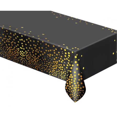 Fekete Black Gold Dots fólia asztalterítő 137x183 cm