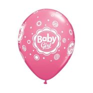 Baby Girl Pink Mix léggömb, lufi 6 db-os 11 inch (28 cm)