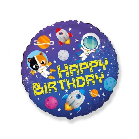 Happy Birthday Space, Űr fólia lufi 46 cm (WP)