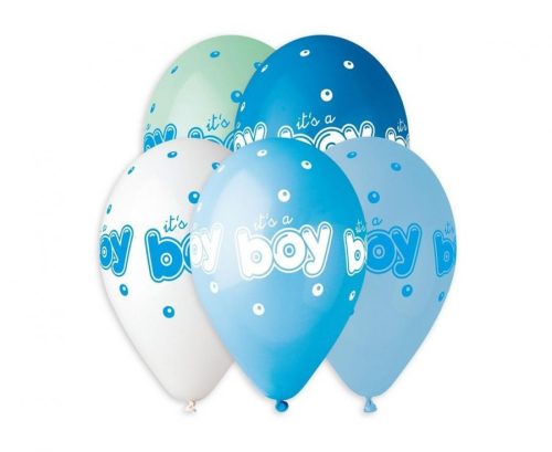 It's a Boy Blue léggömb, lufi 5 db-os 13 inch (33 cm)