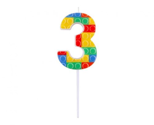 Építőkocka 3-as Pick Blocks tortagyertya, számgyertya