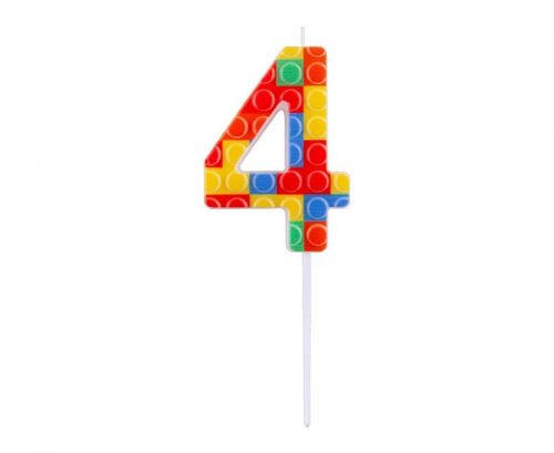 Építőkocka 4-es Pick Blocks tortagyertya, számgyertya