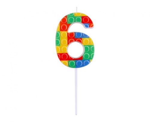 Építőkocka 6-os Pick Blocks tortagyertya, számgyertya