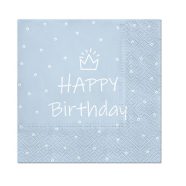 Happy Birthday Kék Light Blue szalvéta 20 db-os 33x33 cm