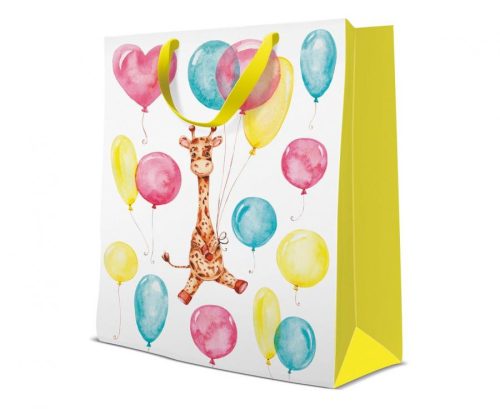 Zsiráf Giraffe with Balloon papír ajándéktasak, ajándékzacskó 26x33 cm