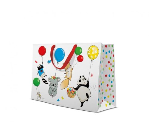 Állatos Balloon papír ajándéktasak, ajándékzacskó 34x27x13 cm