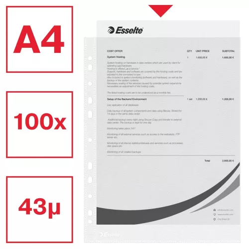 Genotherm lefűzhető A4, 43 micron narancsos Esselte Standard 100 db/csom