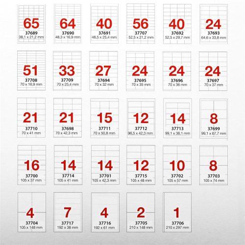 Etikett címke, 96,5x42,3mm, 100 lap, 12 címke/lap A-Series