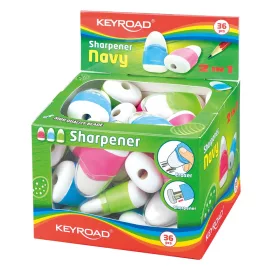   Hegyező 1 lyukú tartályos, radírral 36 db/display Keyroad Navy vegyes színek