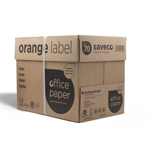 Másolópapír A4, 80g, újrahasznosított ISO 70 fehérségű Saveco Orange Label 500ív/csomag