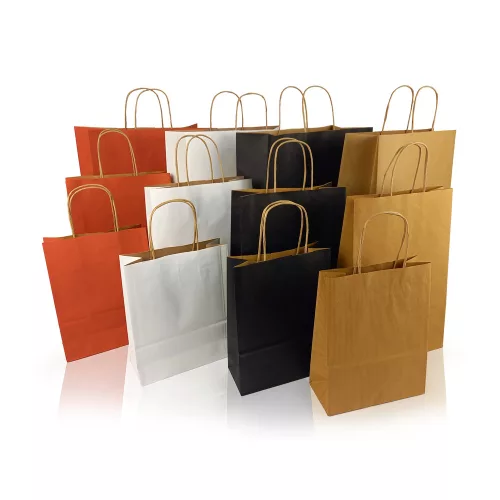 Sodrottfüles papírtáska 320x420mm 150mm talp L méret 200 db/doboz, fehér