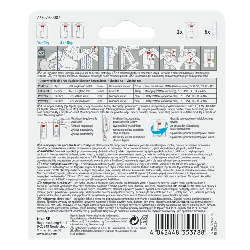 Akasztószög öntapadós, állítható sima felületekhez 4 kg teherbírás 2 darab/bliszter Tesa Powerstrips