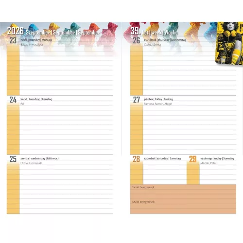Diák zsebkönyv 125mmx205mm, fehér lapokkal 2026/2027 foci Realsystem