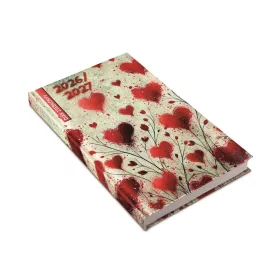   Diák zsebkönyv 125mmx205mm, fehér lapokkal 2026/2027 szívek Realsystem