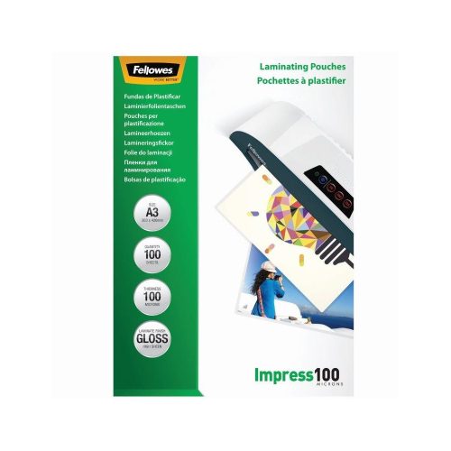 Lamináló fólia, A3, 100 mikron, fényes, 100 db/doboz, Fellowes®