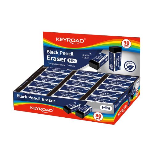 Radír, 30 db/display, Keyroad Tec Black, fekete